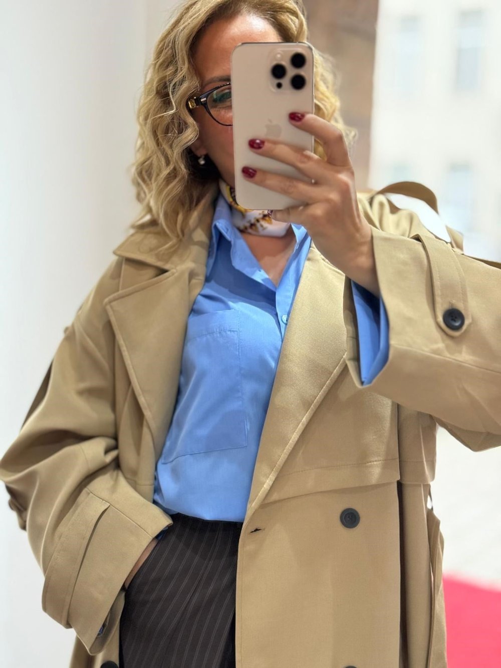 Premium Apoletli Poliviskon Trench Caramel