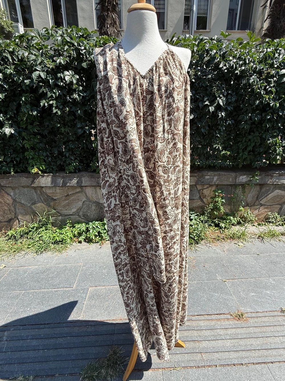 Desenli Şal Detaylı Maxi Elbise