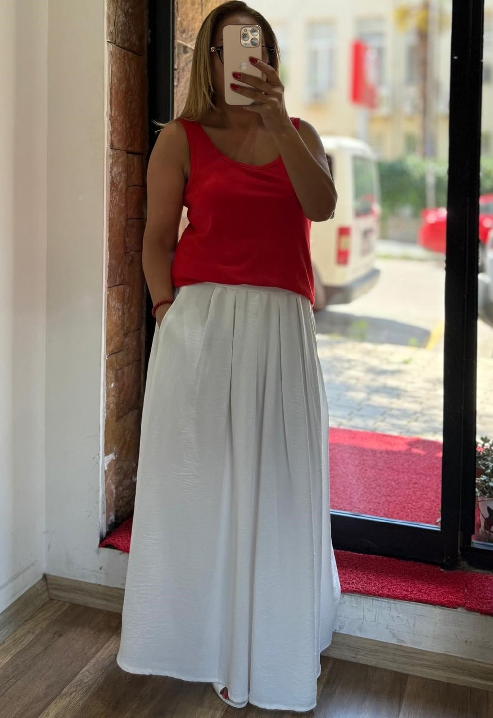 Kalın Askı Basic Tişört Kırmızı