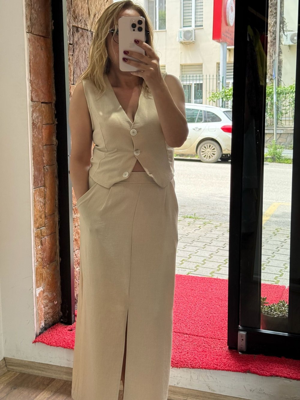 Keten Etek Yelek Takım Taş 