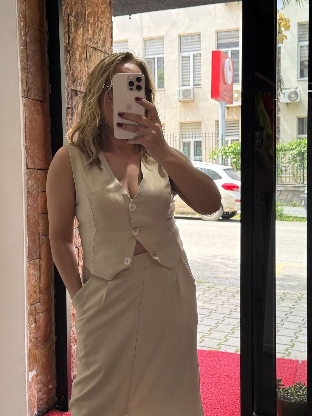 Keten Etek Yelek Takım Taş 