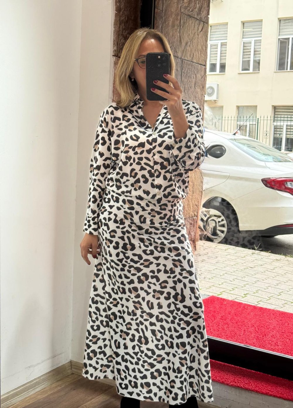 Maxi Saten Etek Leopar Desenli Yeni