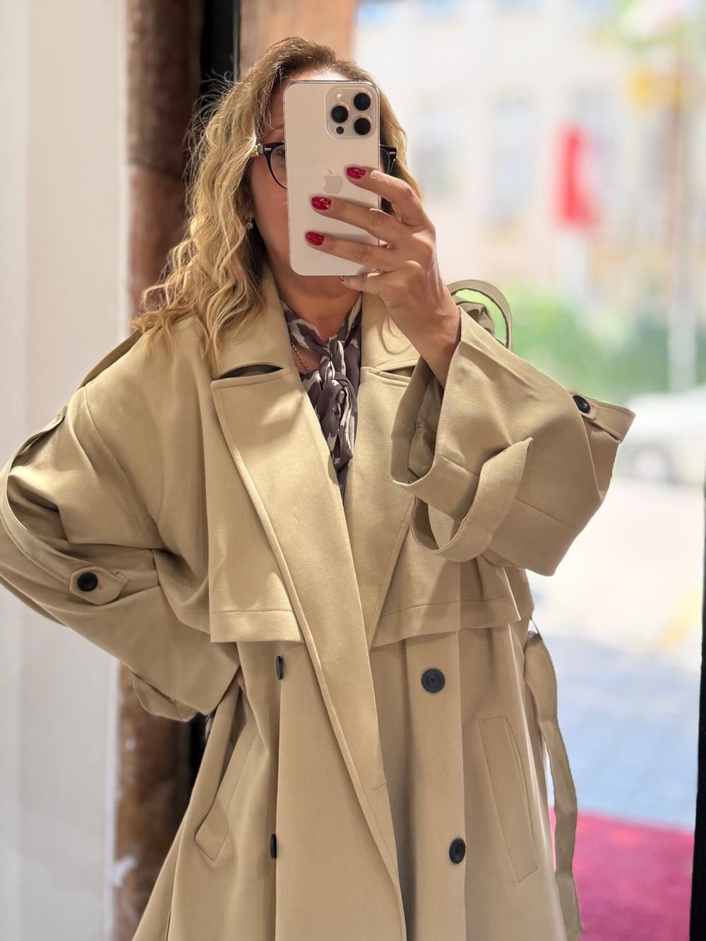 Premium Apoletli Poliviskon Trench Caramel