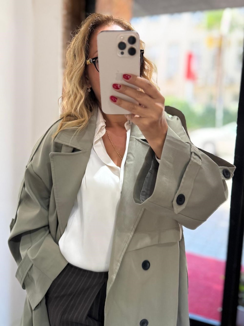 Premium Apoletli Poliviskon Trench Haki 