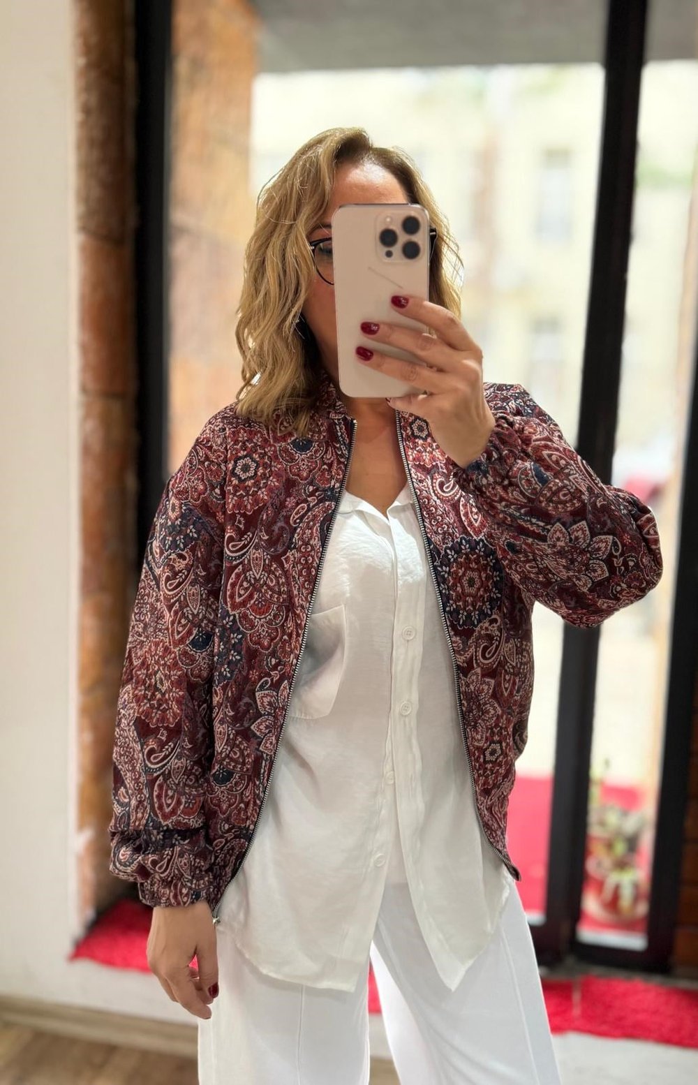Premium Etnik Desen Bomber Ceket 