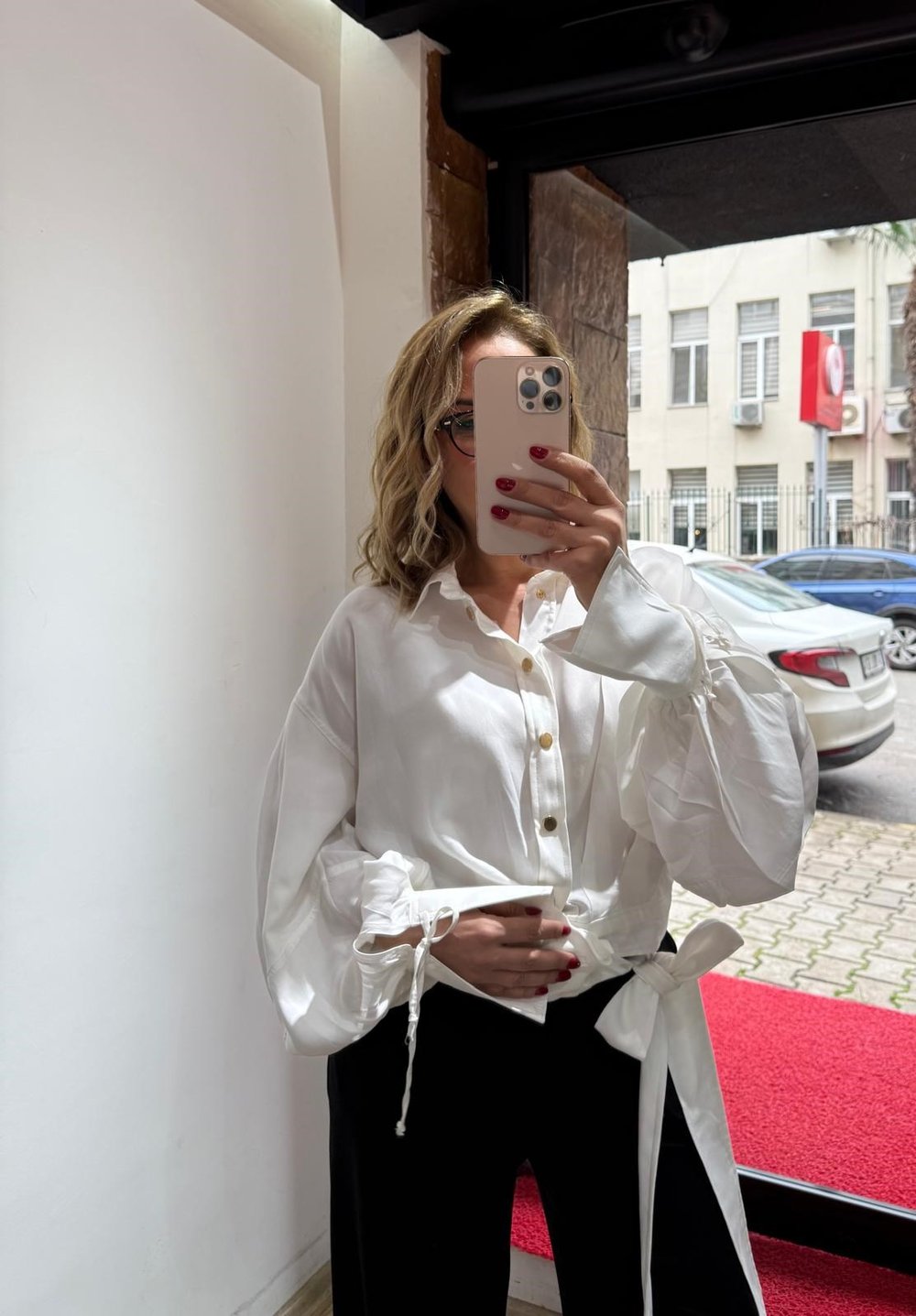Premium Kuşaklı Gold Düğme Gömlek 