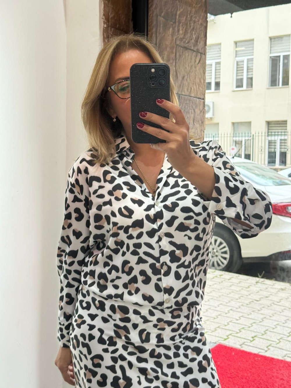 Saten Gömlek Leopar Desenli Yeni