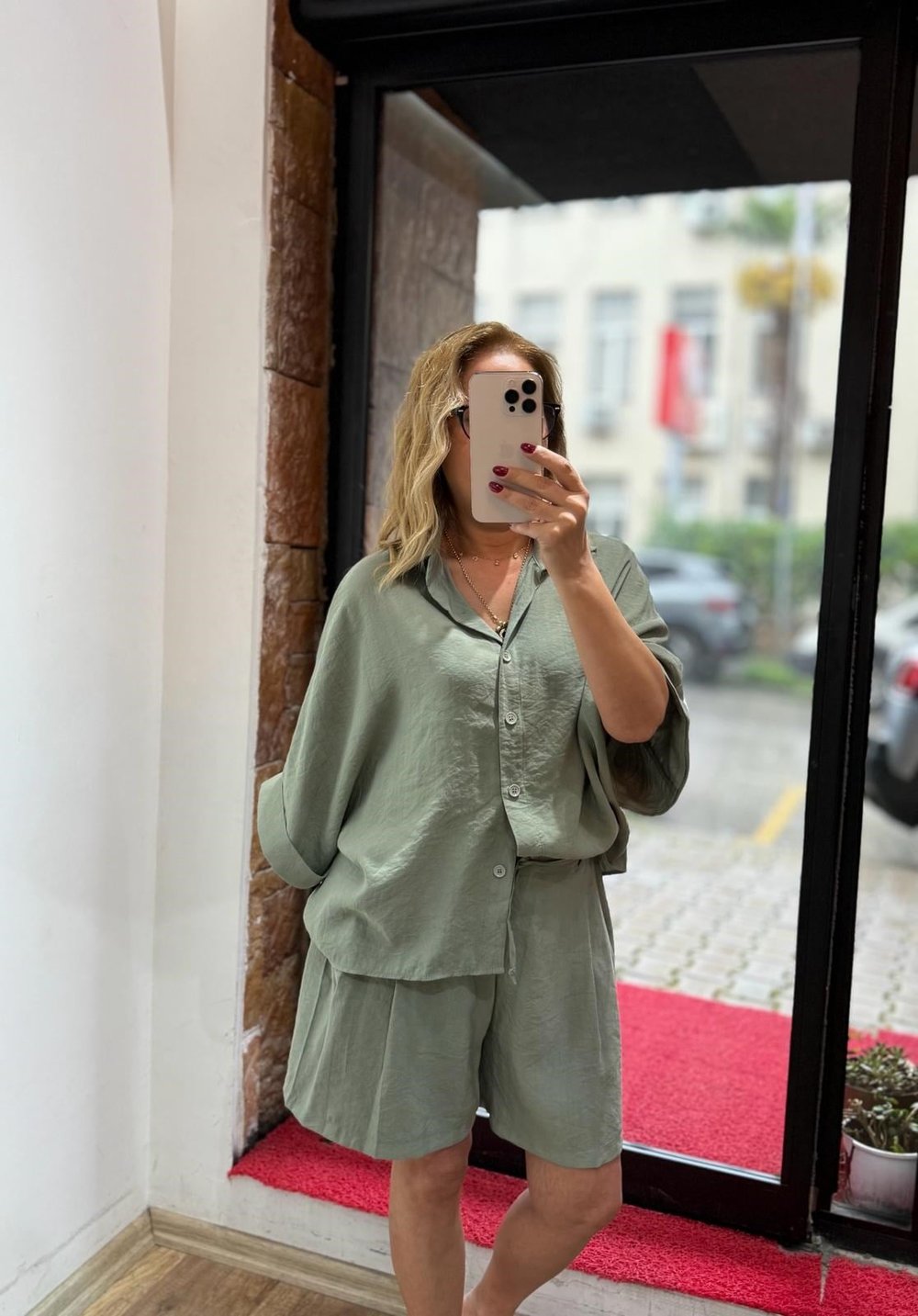 Tensel Gömlek Şort Takım Haki 