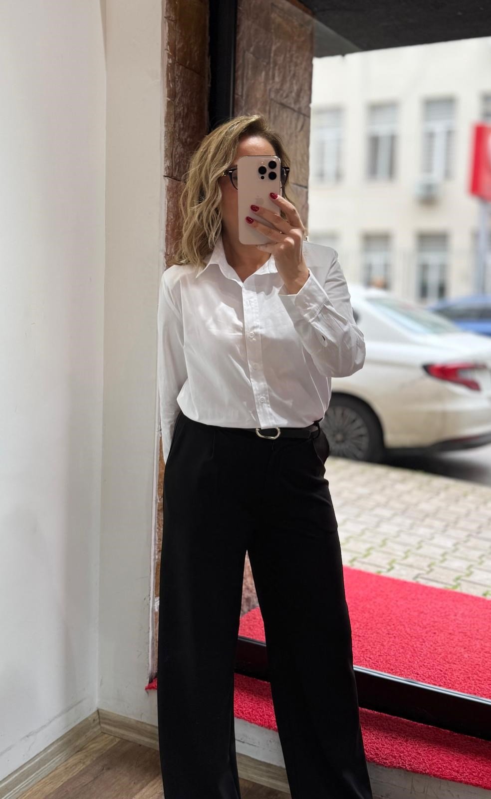 Vatkalı Uzun Gömlek Beyaz 