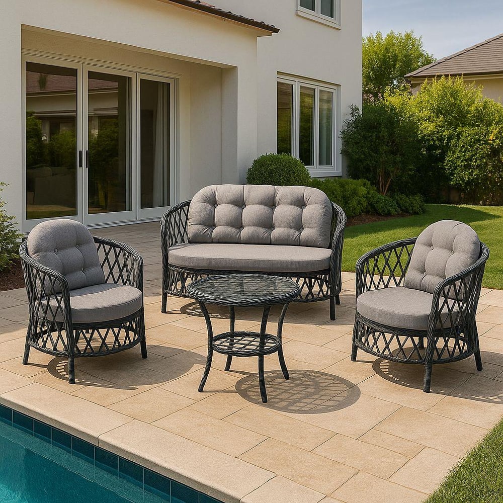 Akasya Rattan Bahçe Takımı 2+1+1 – Gri