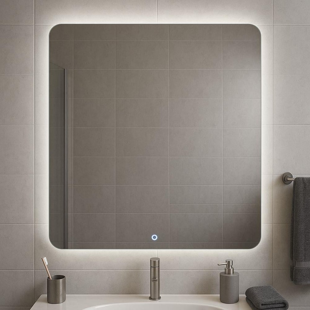 Beyaz LED Işıklı Dikdörtgen Dokunmatik  Ayna (60 × 68,5 cm)