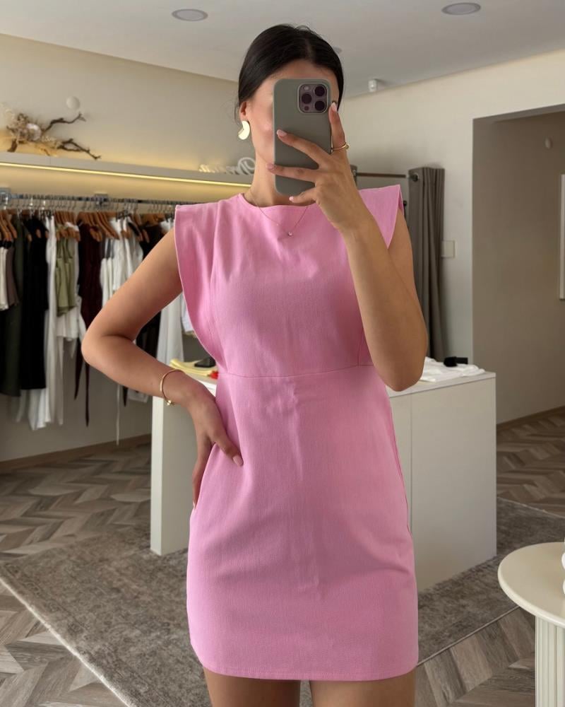 Tüm ÜrünlerHP14Volanlı Gabardin elbise pembe
