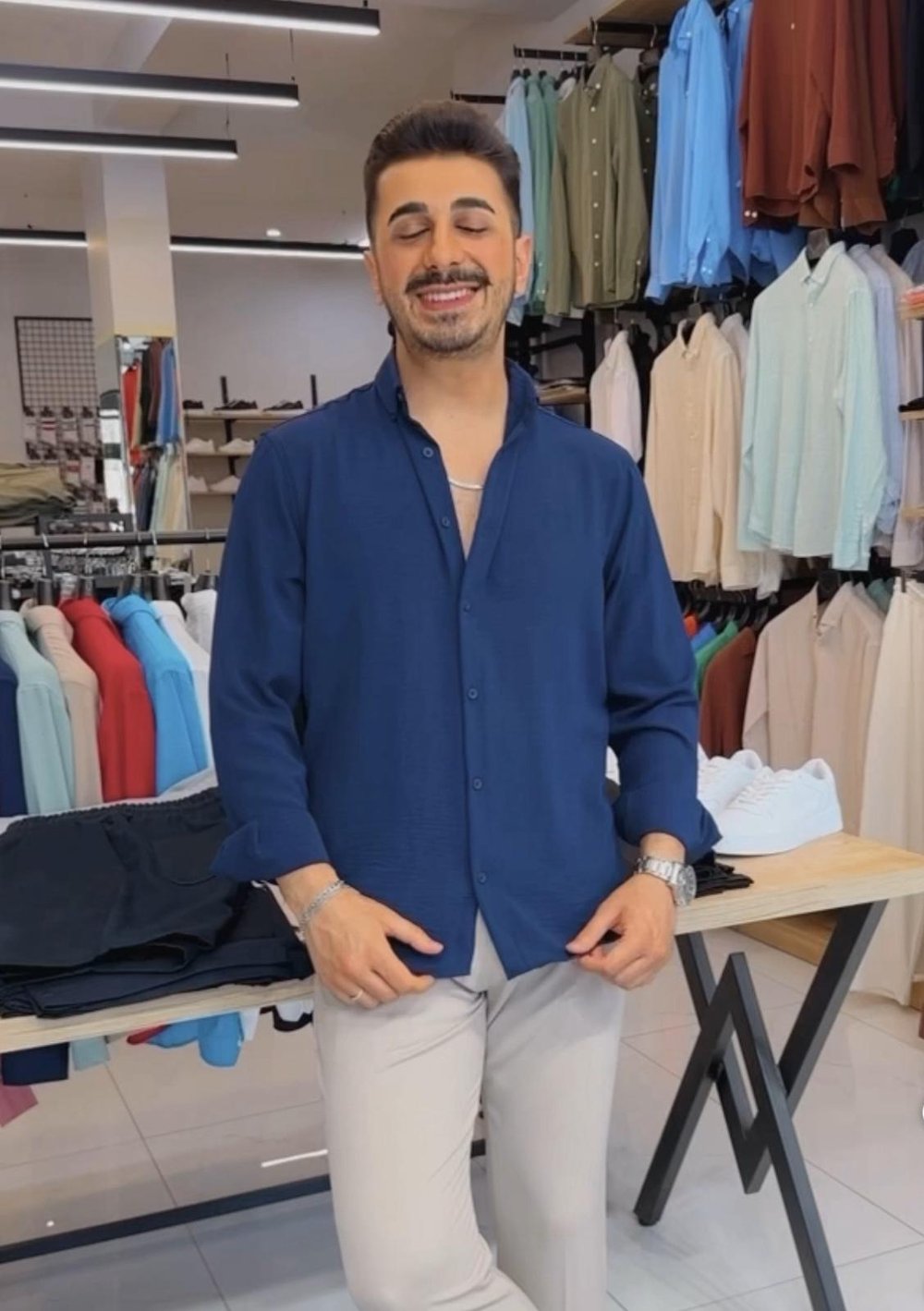 Airobin Kumaş Gömlek Lacivert