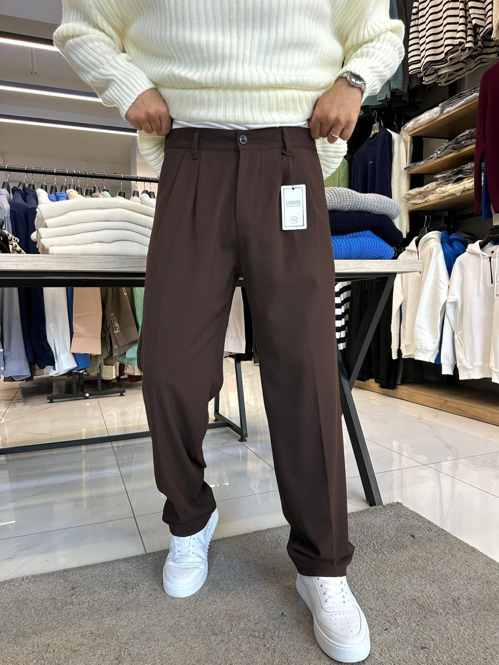 Baggy Kumaş Pantolon Kahve
