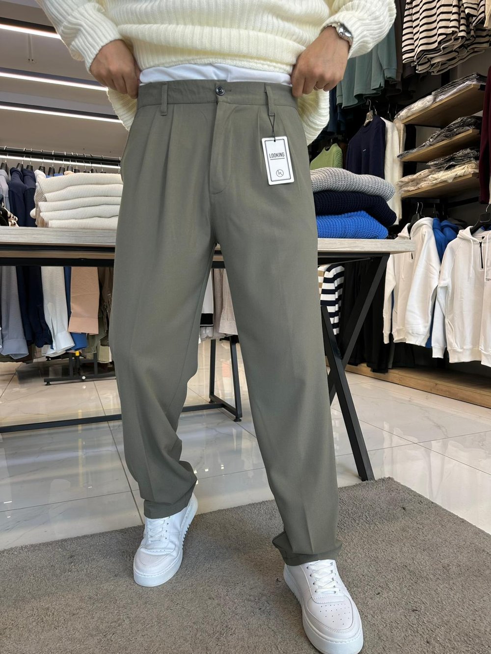 Baggy Kumaş Pantolon Yeşil