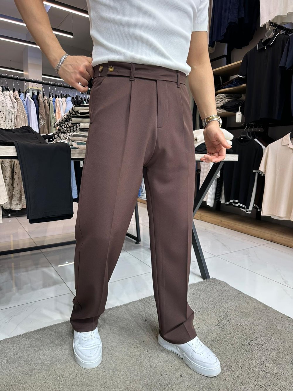 Çift Düğmeli Baggy Kahverengi