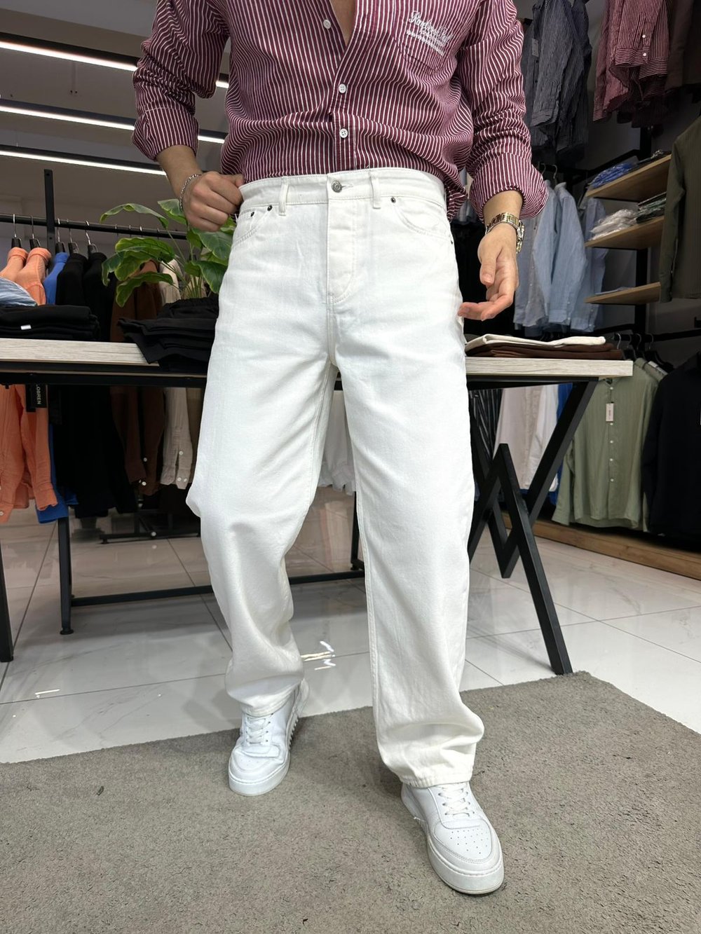 Kot Baggy Pantolon Beyaz
