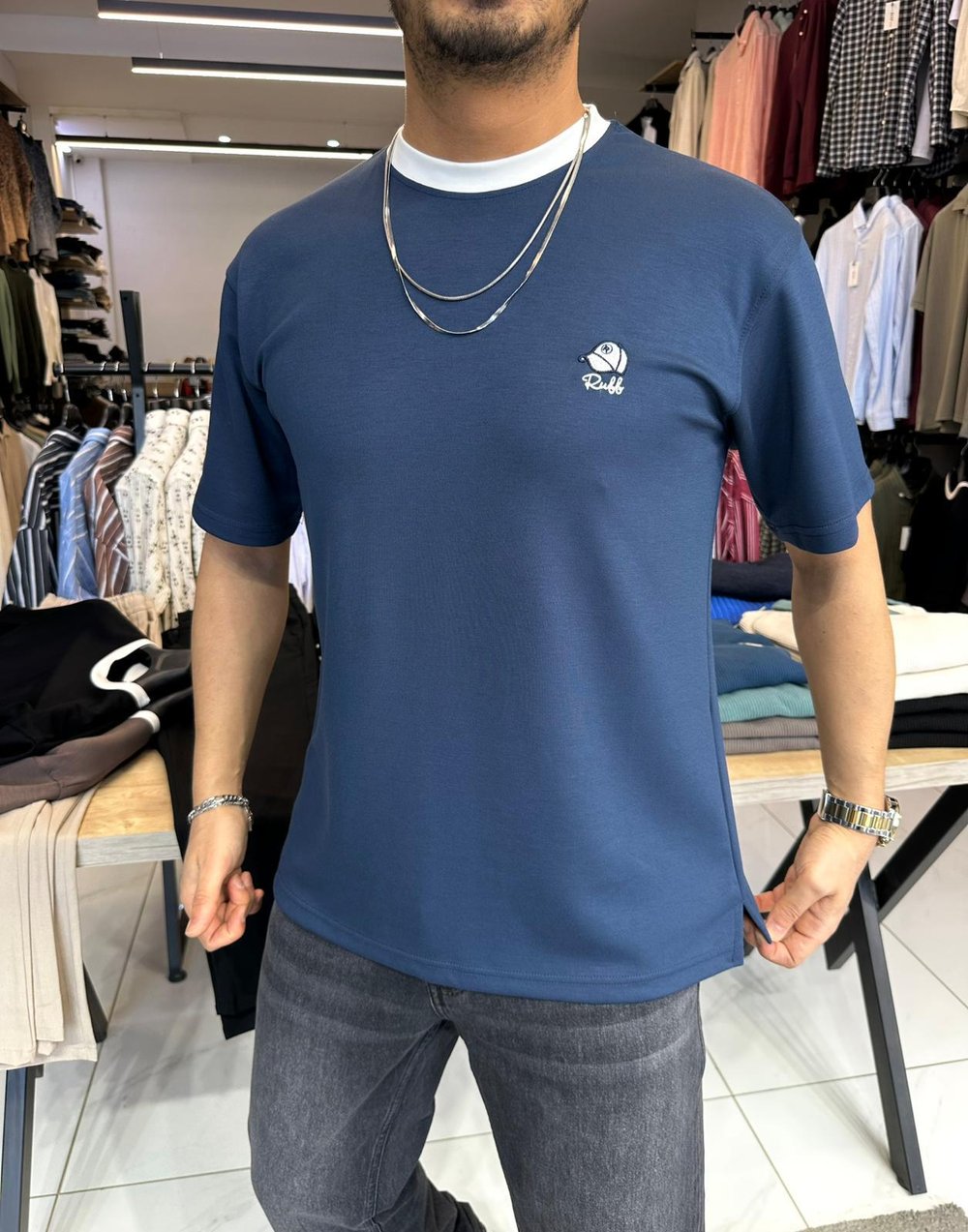 Nakışlı Tişört Lacivert