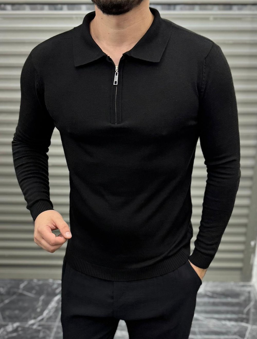 Polo Yaka Triko Siyah