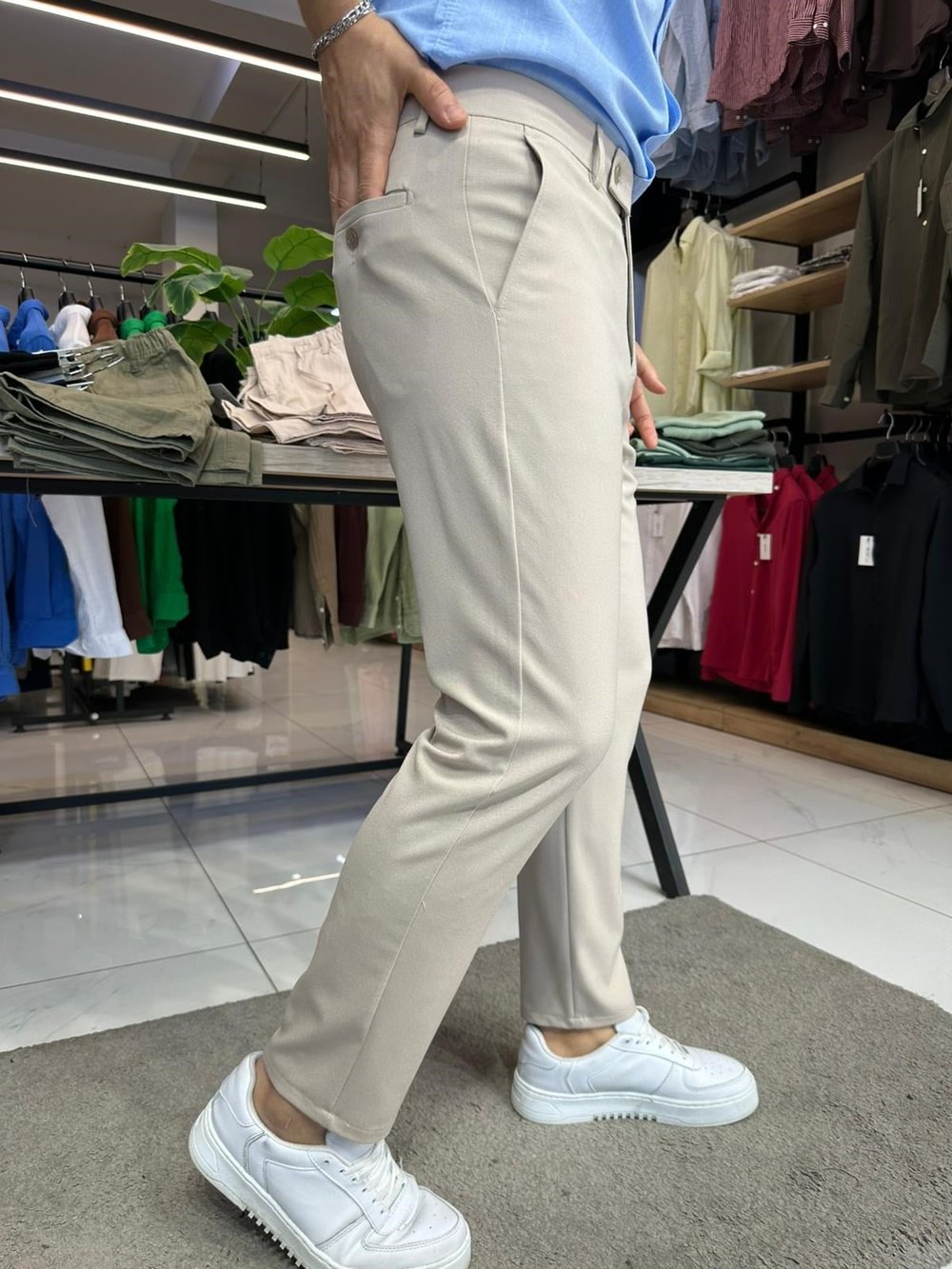 Slimfit Kumaş Pantolon Krem
