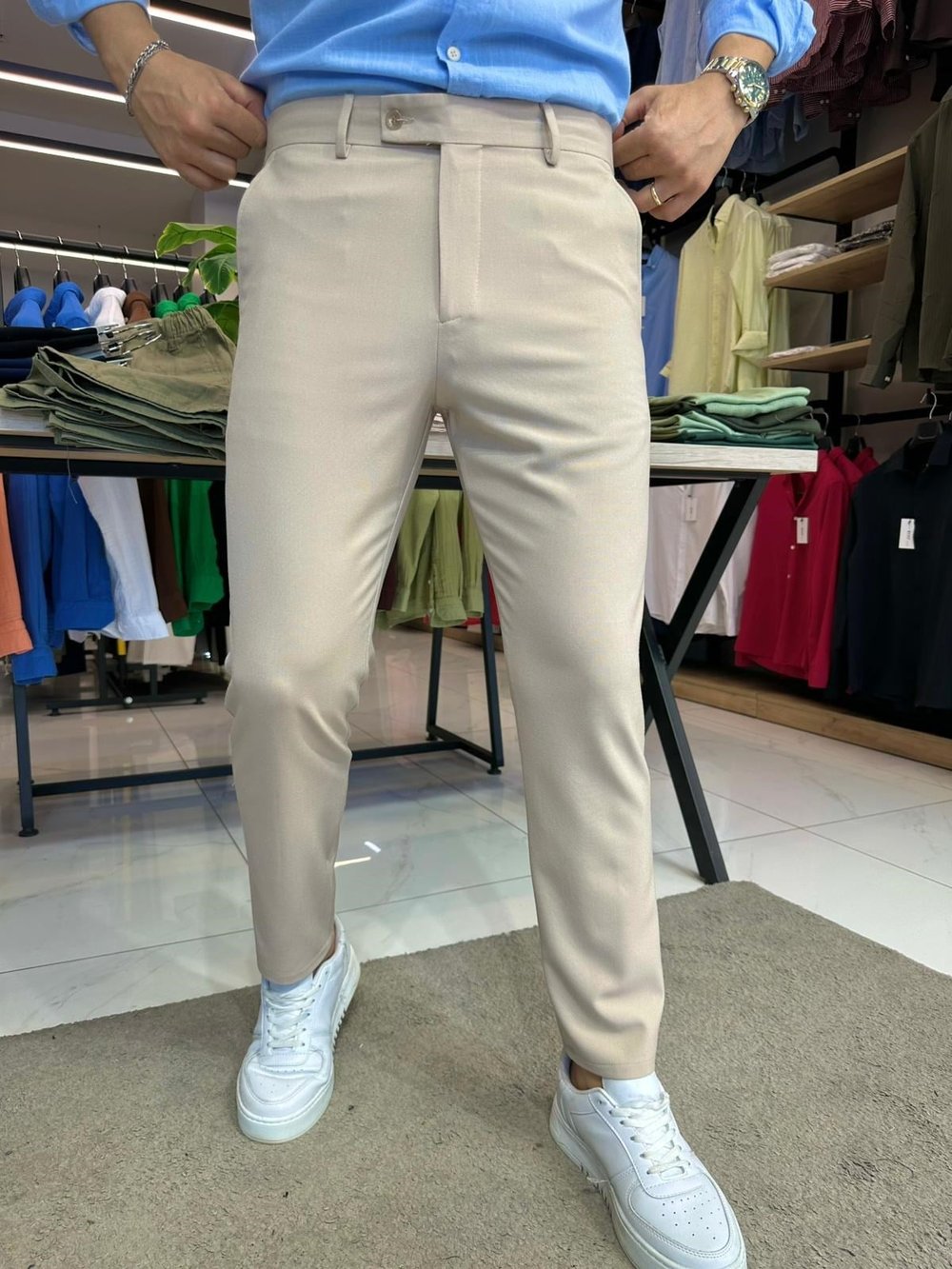 Slimfit Kumaş Pantolon Krem