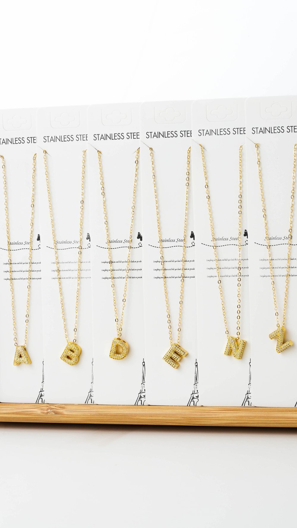 GOLD ÇELİK KÜÇÜK TAŞLI HARF KOLYE