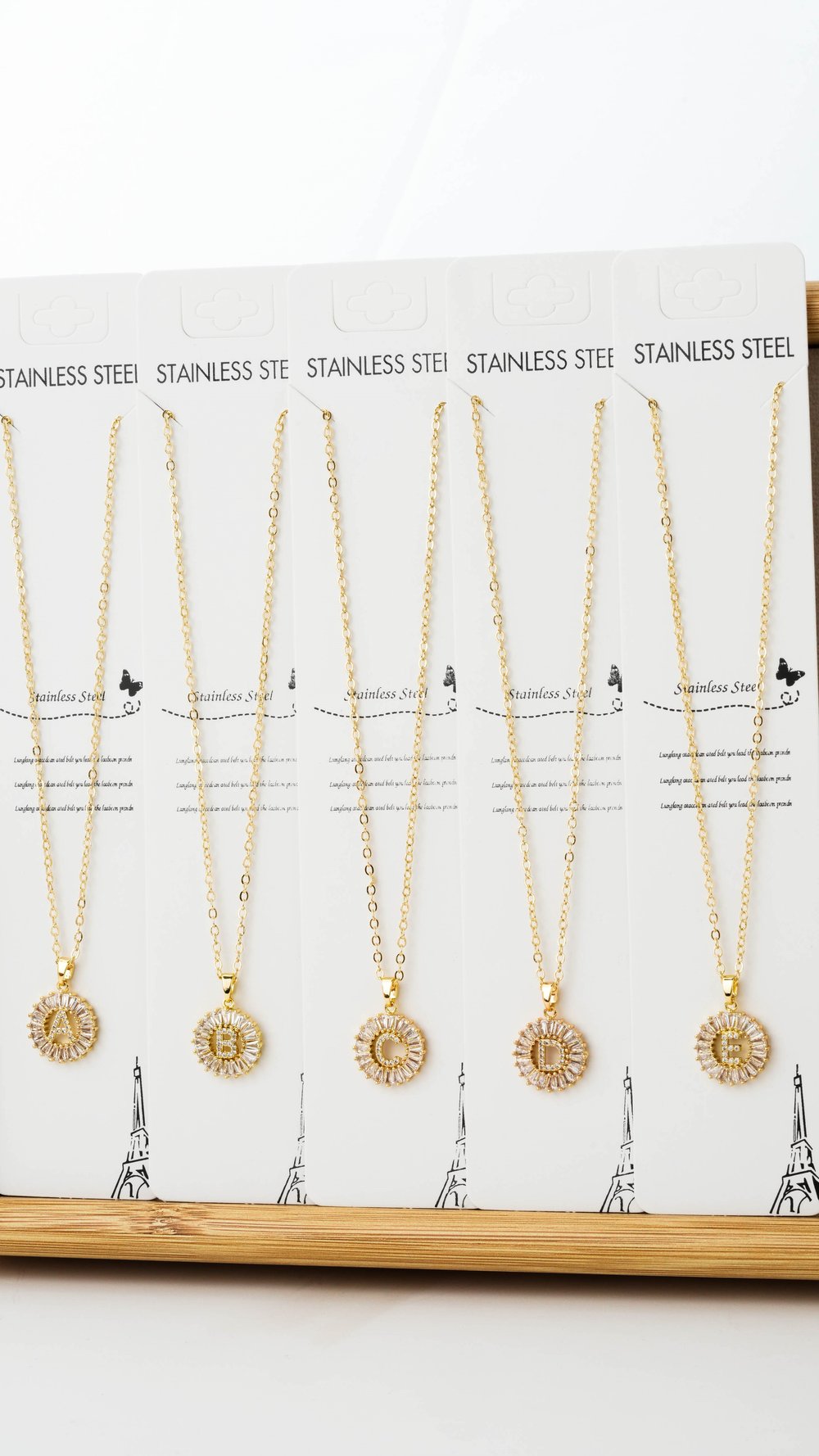 GOLD ÇELİK ZİRKON TAŞLI HARF KOLYE