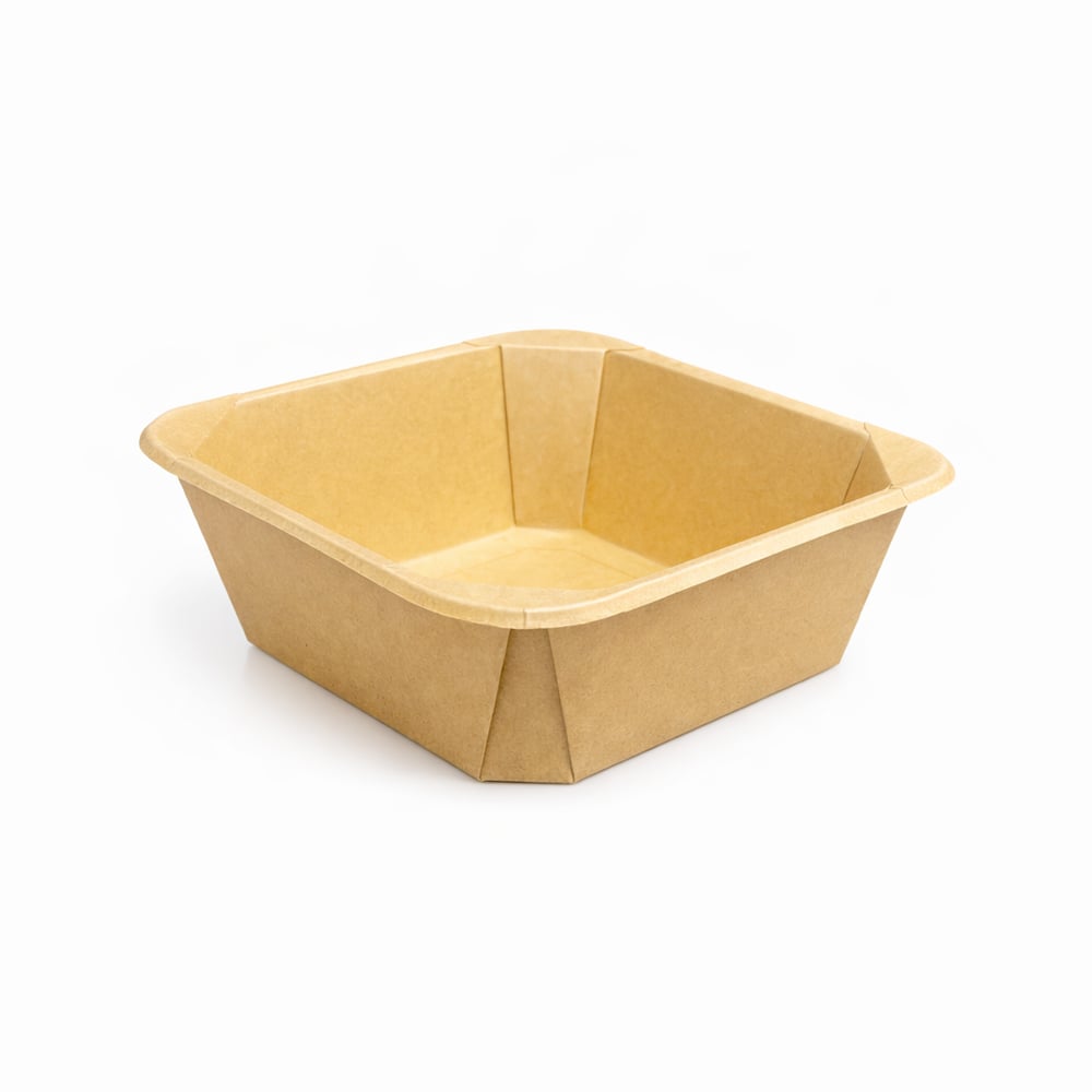 Salata Kabı Kare 1300 gr KRAFT Kap+Kapak 200 Adet