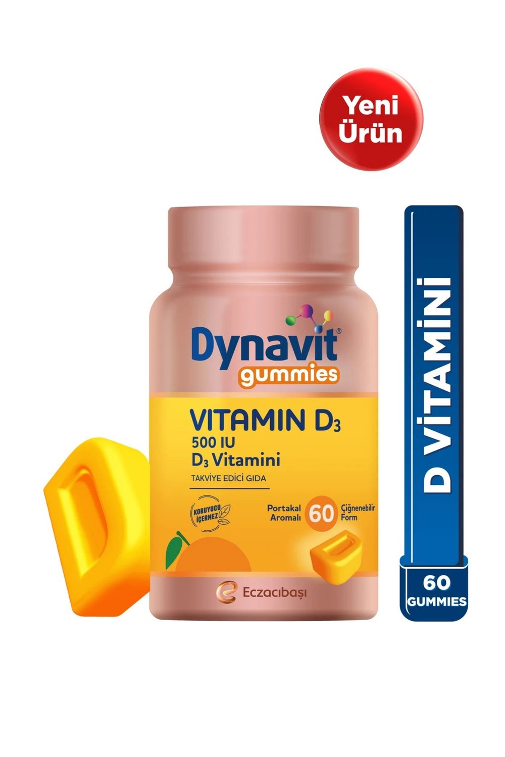 Dynavit Vitamin D3 500 IU Gummies 60 Çiğnenebilir Gummy