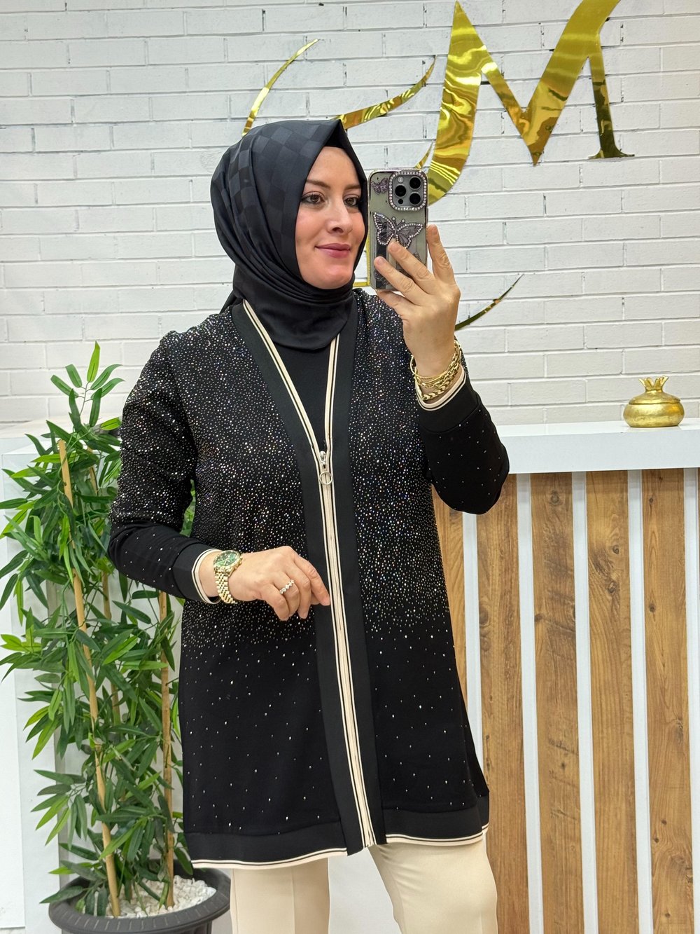 IŞILTILI ÇELİK ÖRME CEKET