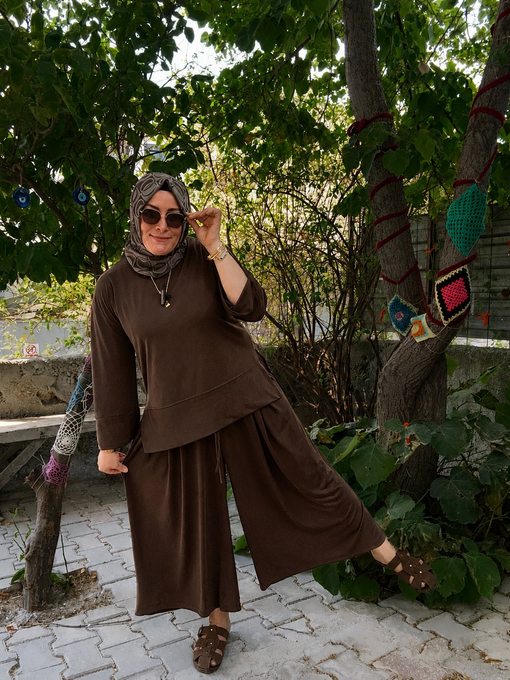 TİRİL TİRİL MODAL VİSKON PANTOLONLU SALAŞ TAKIM