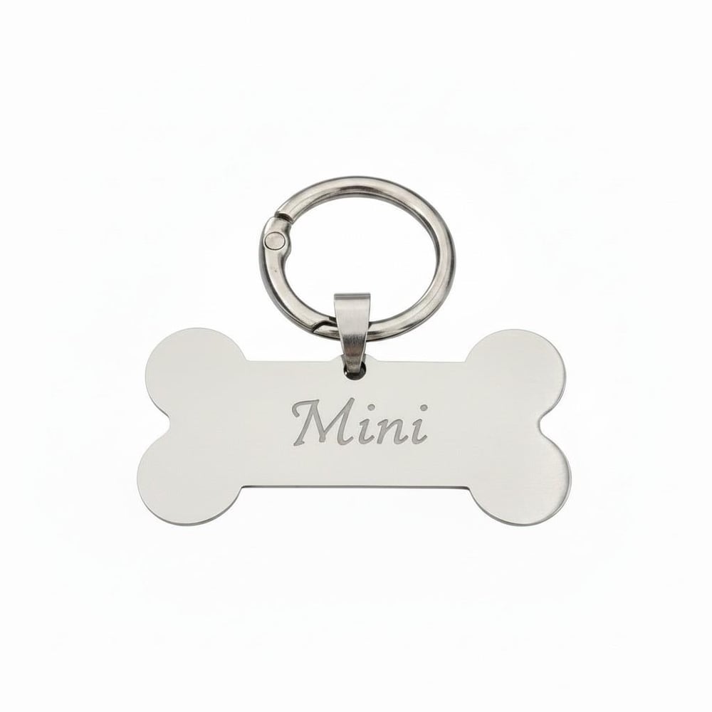 Premium Çelik Kemik Köpek Künyesi Kişiye Özel İsimlik Kemik
