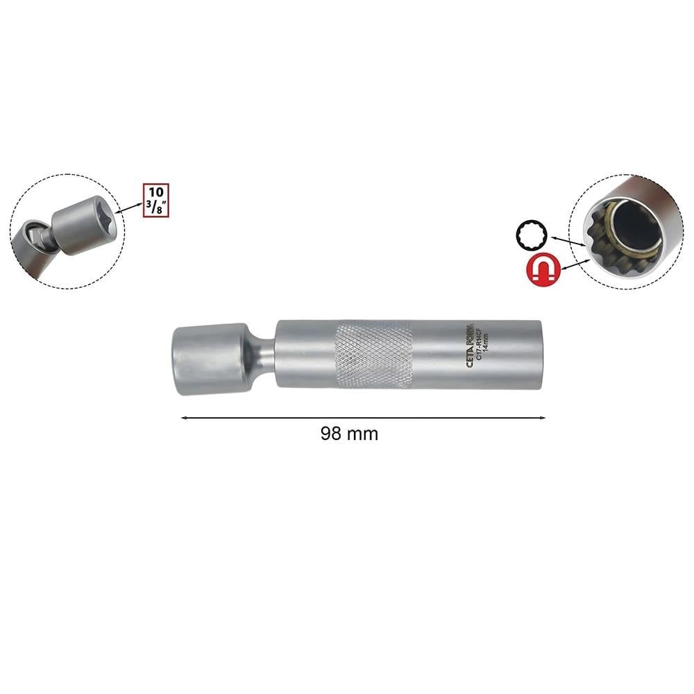 AFIX 3/8 On İki Köşe Mafsallı Buji Lokması 14 mm