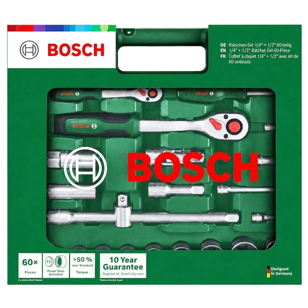 BOSCH 1/4 Ve 1/2 Altı Köşe Lokma Takımı 60 Parça