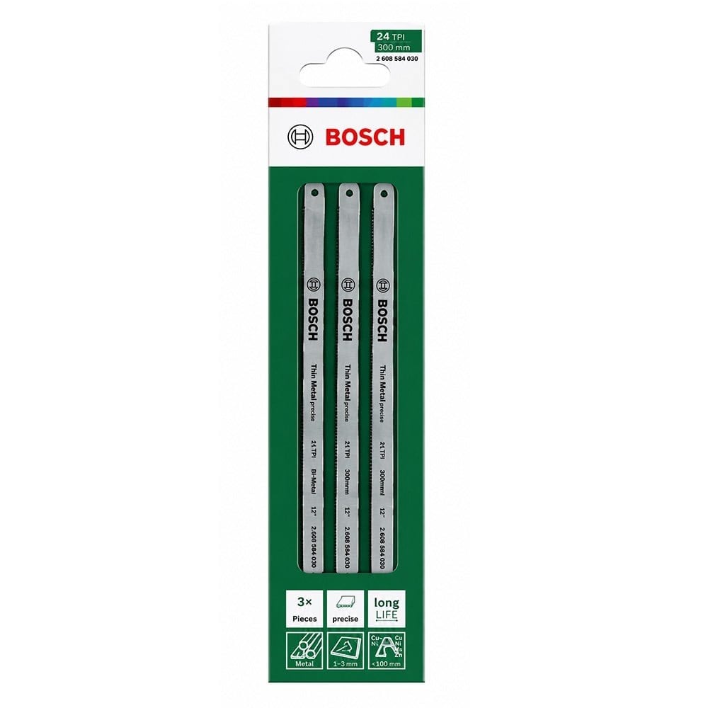 BOSCH 1600A032UL Demir Testeresi Yedek Bıçağı 3 Adet TPI 24 150 mm