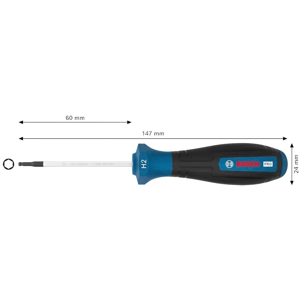 BOSCH 1600A039SS H2 Allen Uçlu Tornavida 60 mm