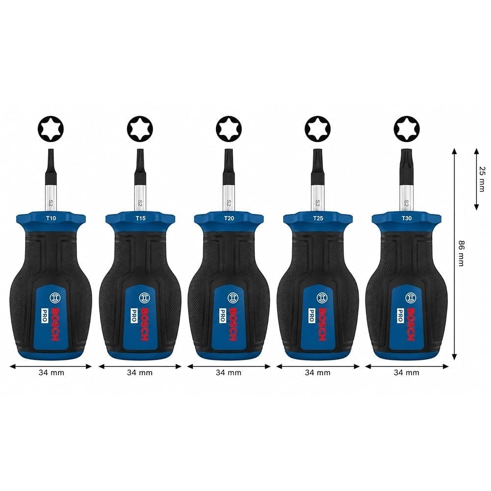 BOSCH 1600A039PU Torx Uçlu Topaç Tornavida Takımı Pro 5 Parça