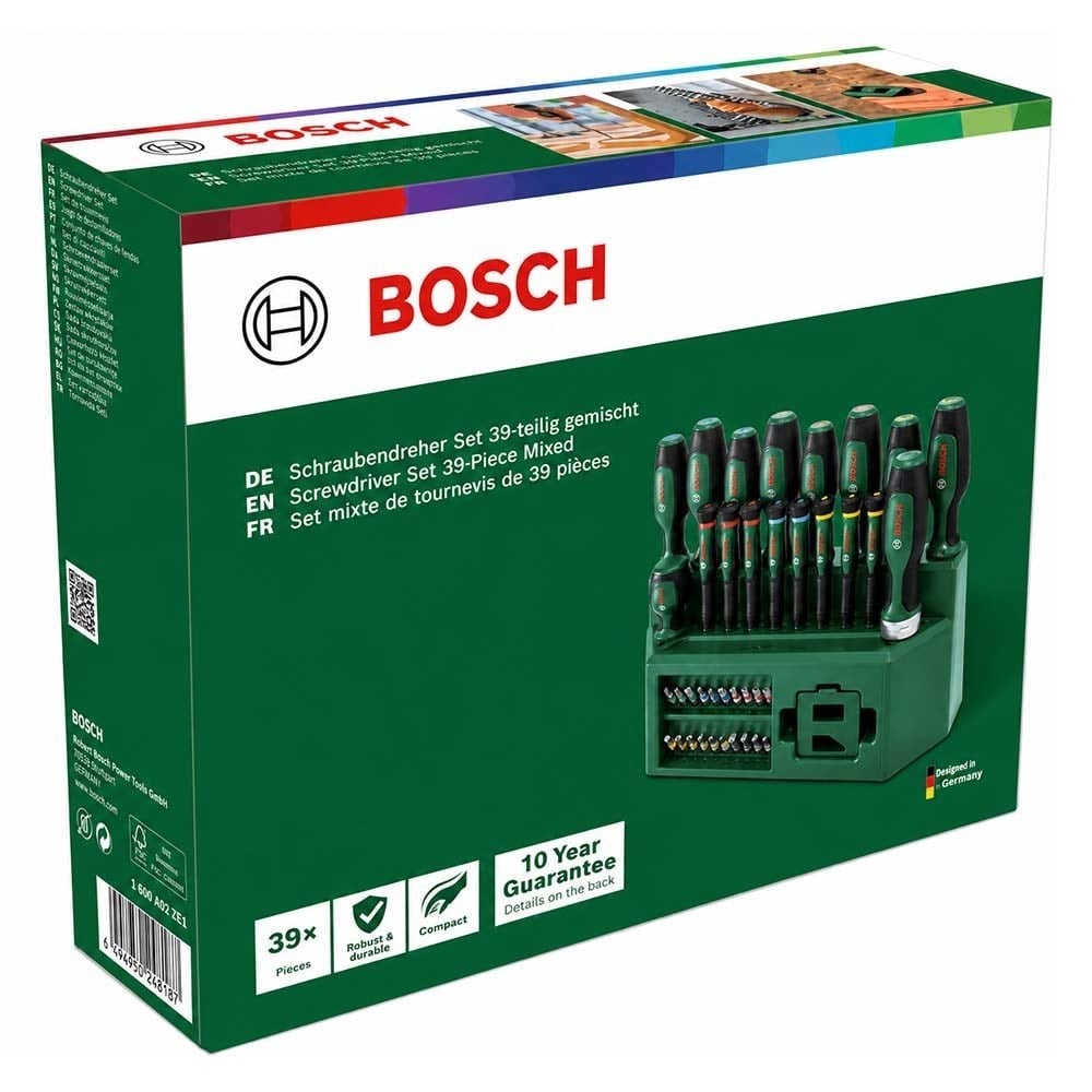 BOSCH 1600A02Z9L Düz Yıldız Tornavida Klemens ve Bits Uç Seti 39 Parça