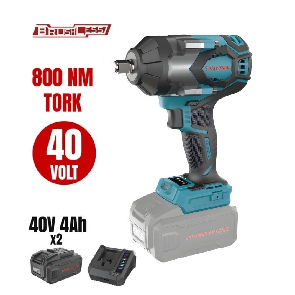 CATPOWER 1/2 Kömürsüz Akülü Somun Sıkma Çift Akülü Li-Ion 40V 4Ah