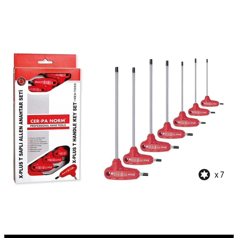 CER-PA NORM T Saplı Torx Allen Anahtar Takımı X-Plus 7 Parça