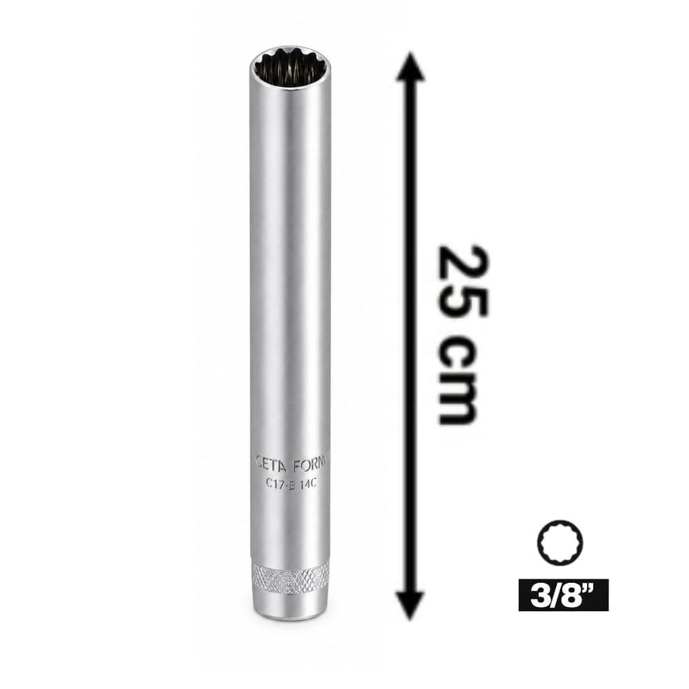 CETA FORM C17-R14ML 3/8 On İki Köşe Buji Lokması 14 mm Uzun 25 Cm