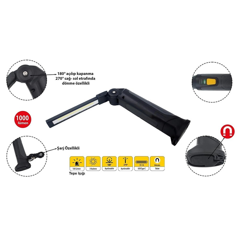 CETA FORM R10F-SLIM01 Katlanabilir Led Çalışma Lambası 1000 Lümen