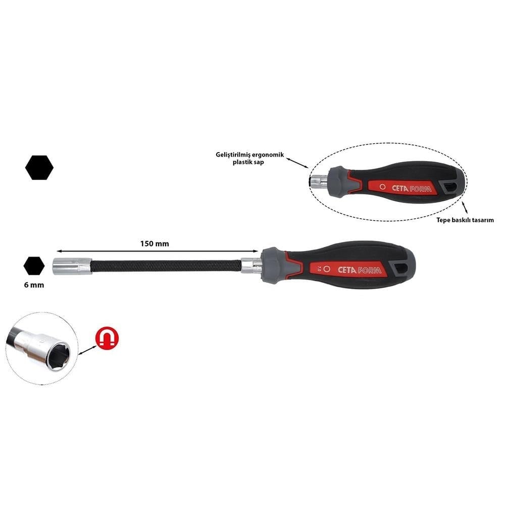 CETA FORM F21-060-150 Lokma Uçlu Tornavida Bükülebilir C-Plus 6 x 150 mm