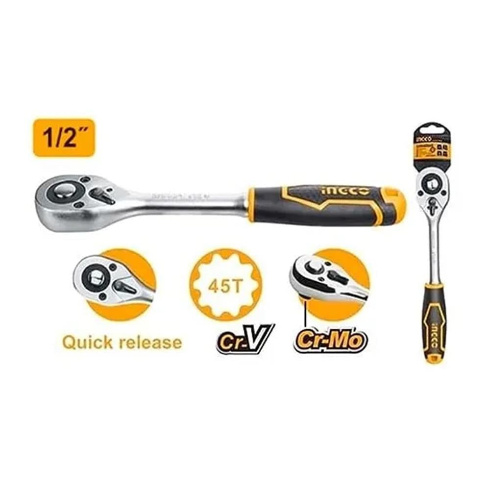 INGCO 1/2 Lokma Cırcır Kolu 45 Diş
