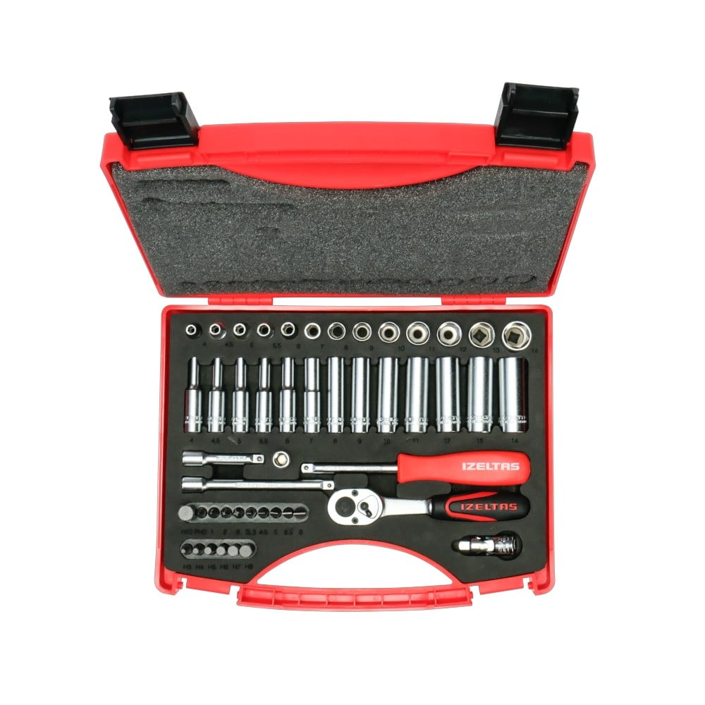 IZELTAS 1/4 Altı Köşe Lokma Takımı Ve Bits Set 48 Parça