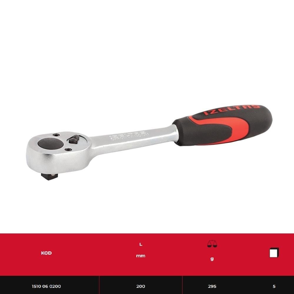 IZELTAS 1510060200 3/8 Lokma Cırcır Kolu 200 mm