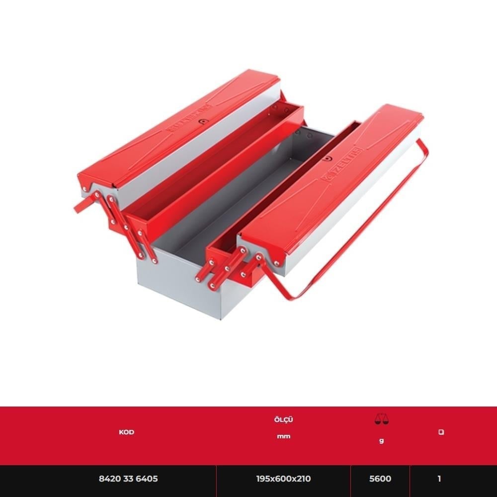 IZELTAS 8420336405 Takım Çantası 5 Gözlü Uzun Tip Metal Çanta 600 mm