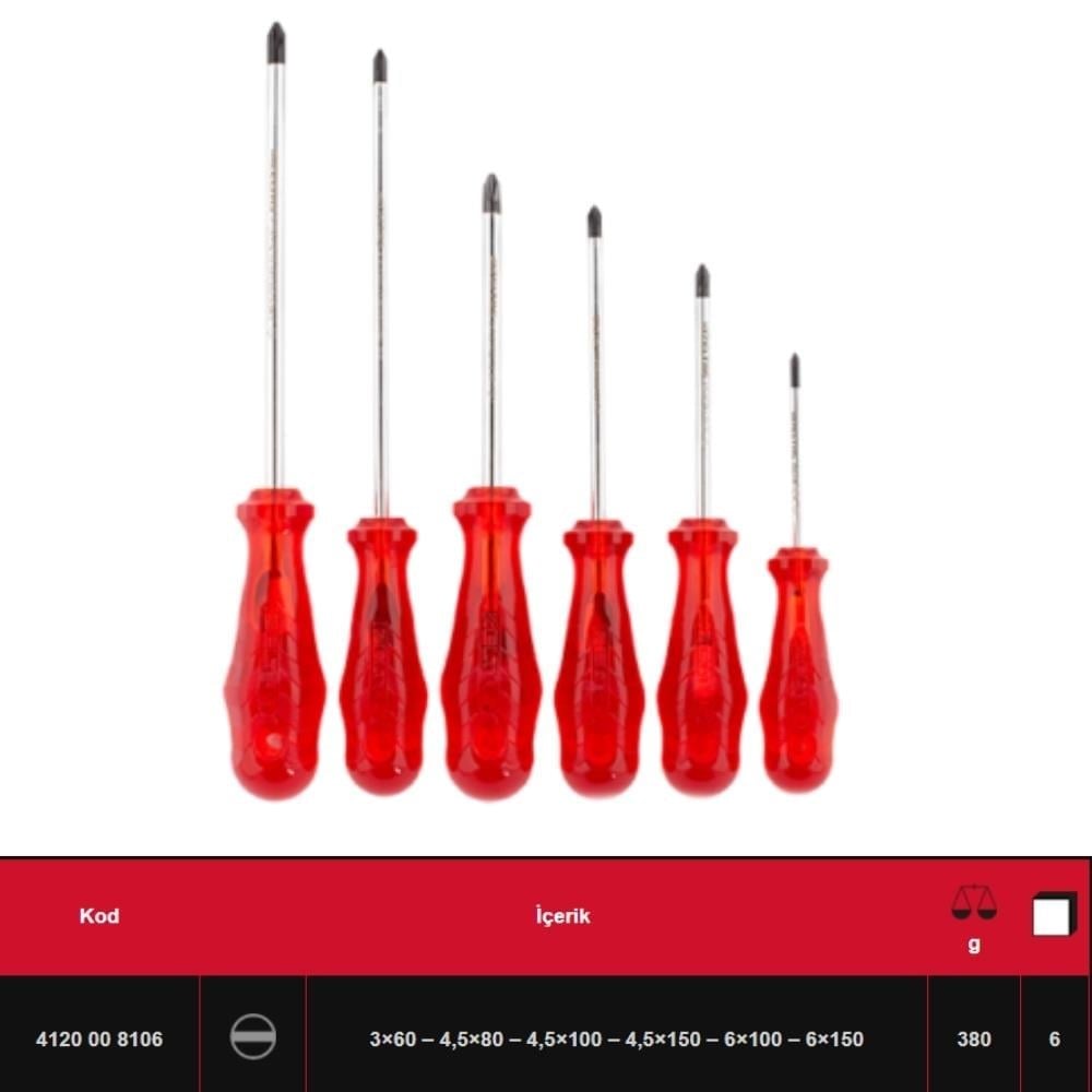 IZELTAS 4120008106 Yıldız Uçlu Tornavida Takımı Kraft Seri 6 Parça