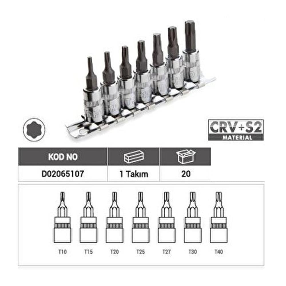 PRODHT D02065107 1/4 Torx Uçlu Lokma Takımı 7 Parça