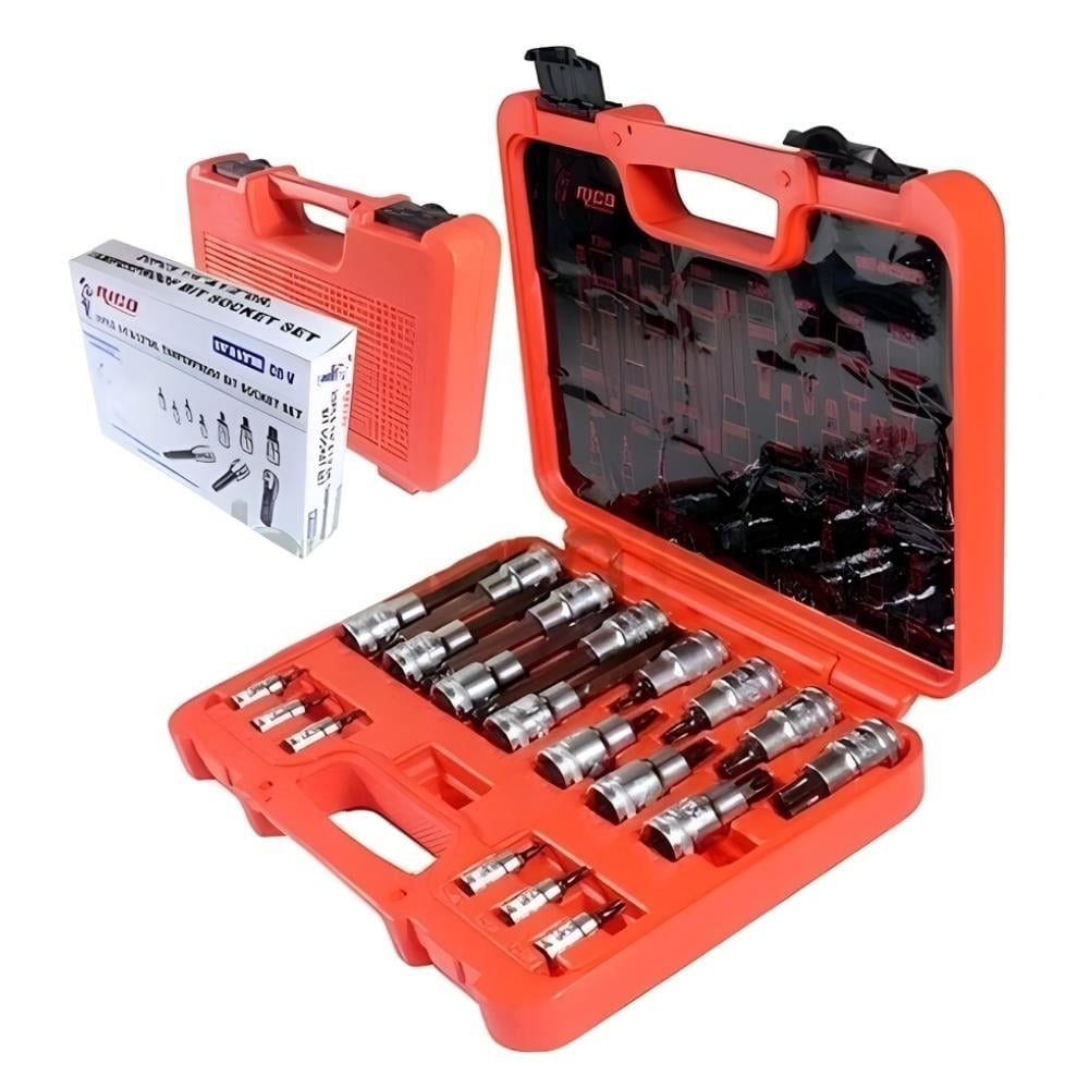 RICO 007-RC3029 007-RC3029 1/4 ve 1/2 Torx Uçlu Lokma Takımı Delikli 20 Parça